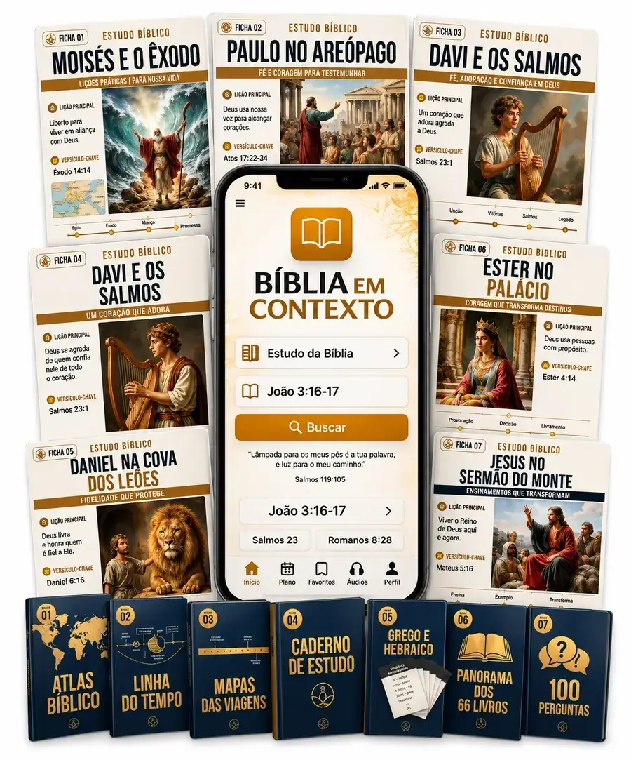 Páginas ilustradas do Aplicativo Bíblia em Contexto Pro