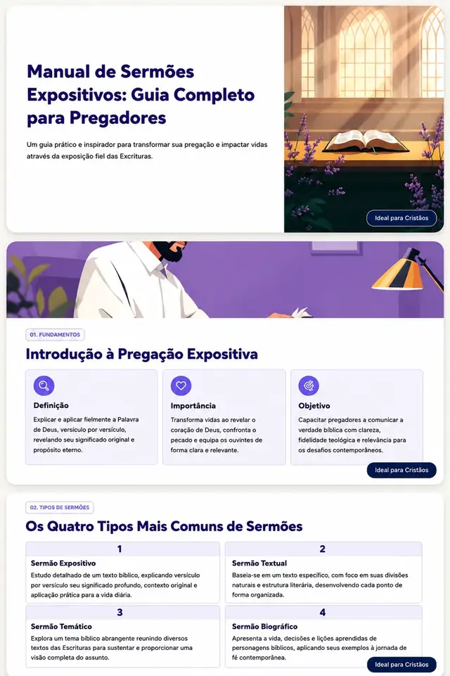Página do Manual de Sermões Expositivos dentro do aplicativo