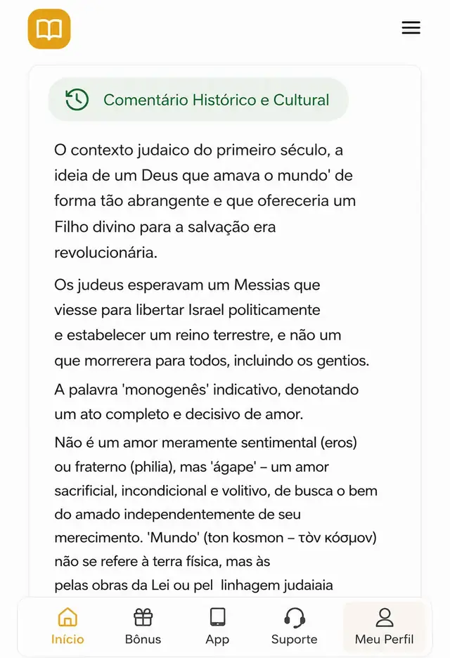 Tela do aplicativo com comentário histórico e cultural