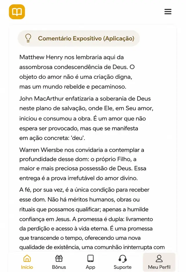 Tela do aplicativo com comentário expositivo e aplicação